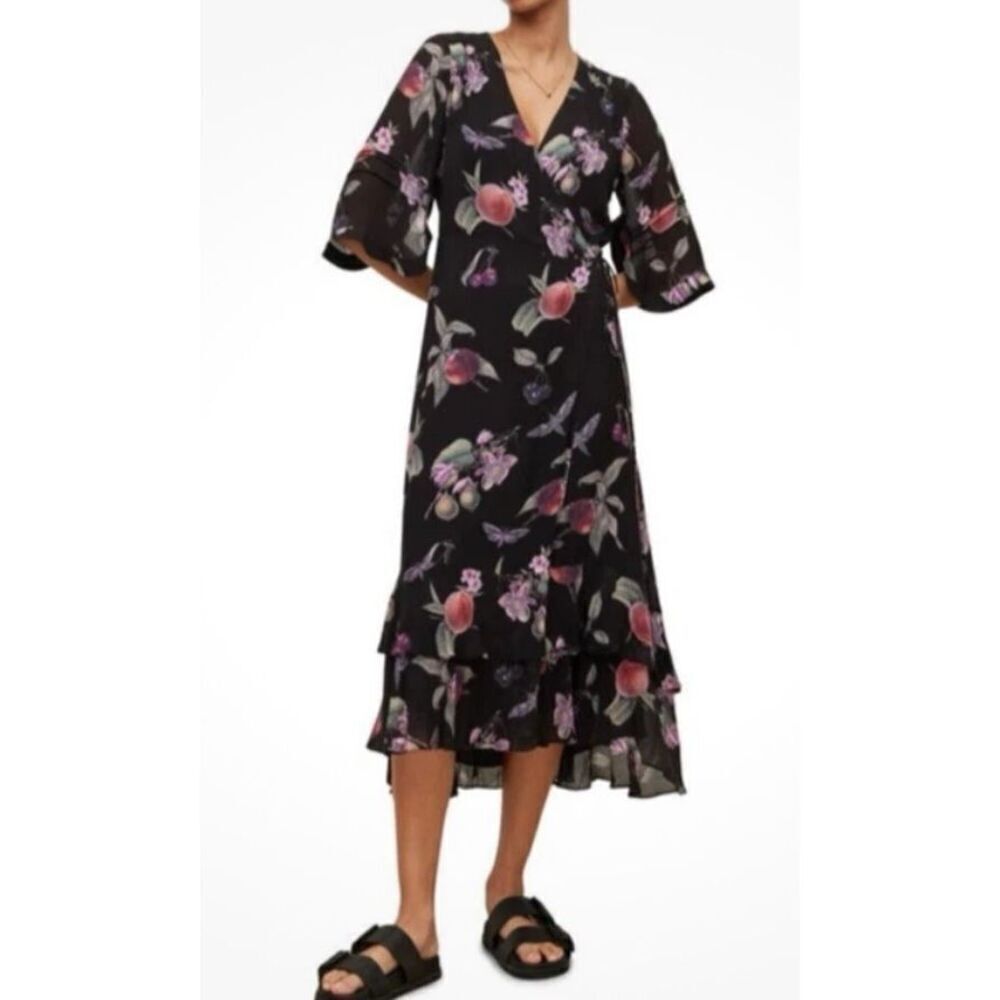 All Saints Delana Soleil Floral Dress in Black NWT UK 10 US 6